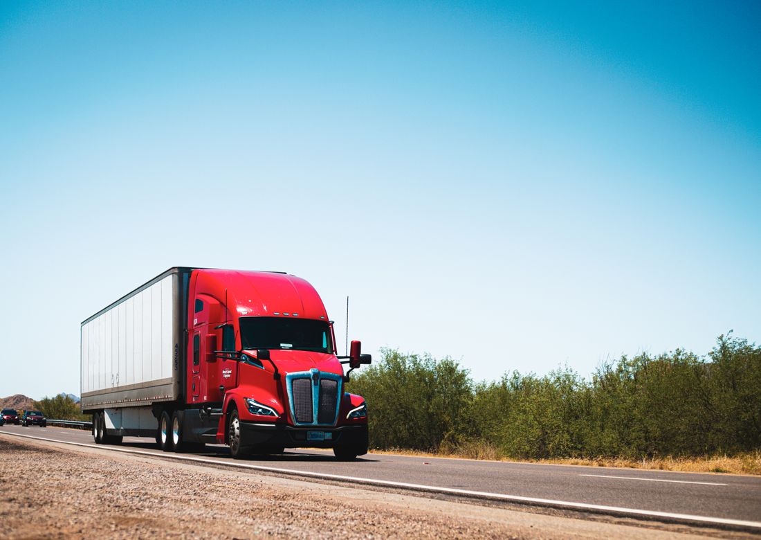Dry van truckload on the highway